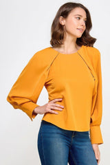 Raglan Long Sleeve Top With Back Neck Tie | Mixtshop LLC