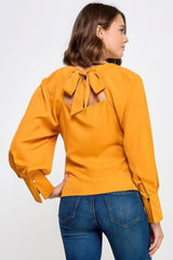 Raglan Long Sleeve Top With Back Neck Tie | Mixtshop LLC