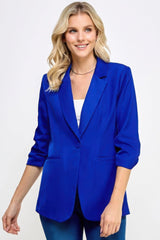Buttoned Detail 3/4 Sleeve Blazer | Mixtshop LLC