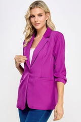 Buttoned Detail 3/4 Sleeve Blazer | Mixtshop LLC
