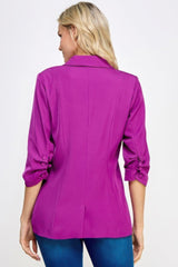 Buttoned Detail 3/4 Sleeve Blazer | Mixtshop LLC