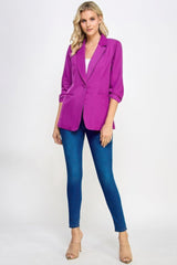 Buttoned Detail 3/4 Sleeve Blazer | Mixtshop LLC