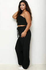 Plus Bustier Crop Cami Top & Slant Pocket Straight Pants | Mixtshop LLC