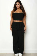 Plus Bustier Crop Cami Top & Slant Pocket Straight Pants | Mixtshop LLC