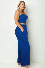 Plus Bustier Crop Cami Top & Slant Pocket Straight Pants | Mixtshop LLC