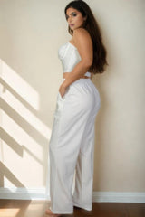 Plus Bustier Crop Cami Top & Slant Pocket Straight Pants | Mixtshop LLC