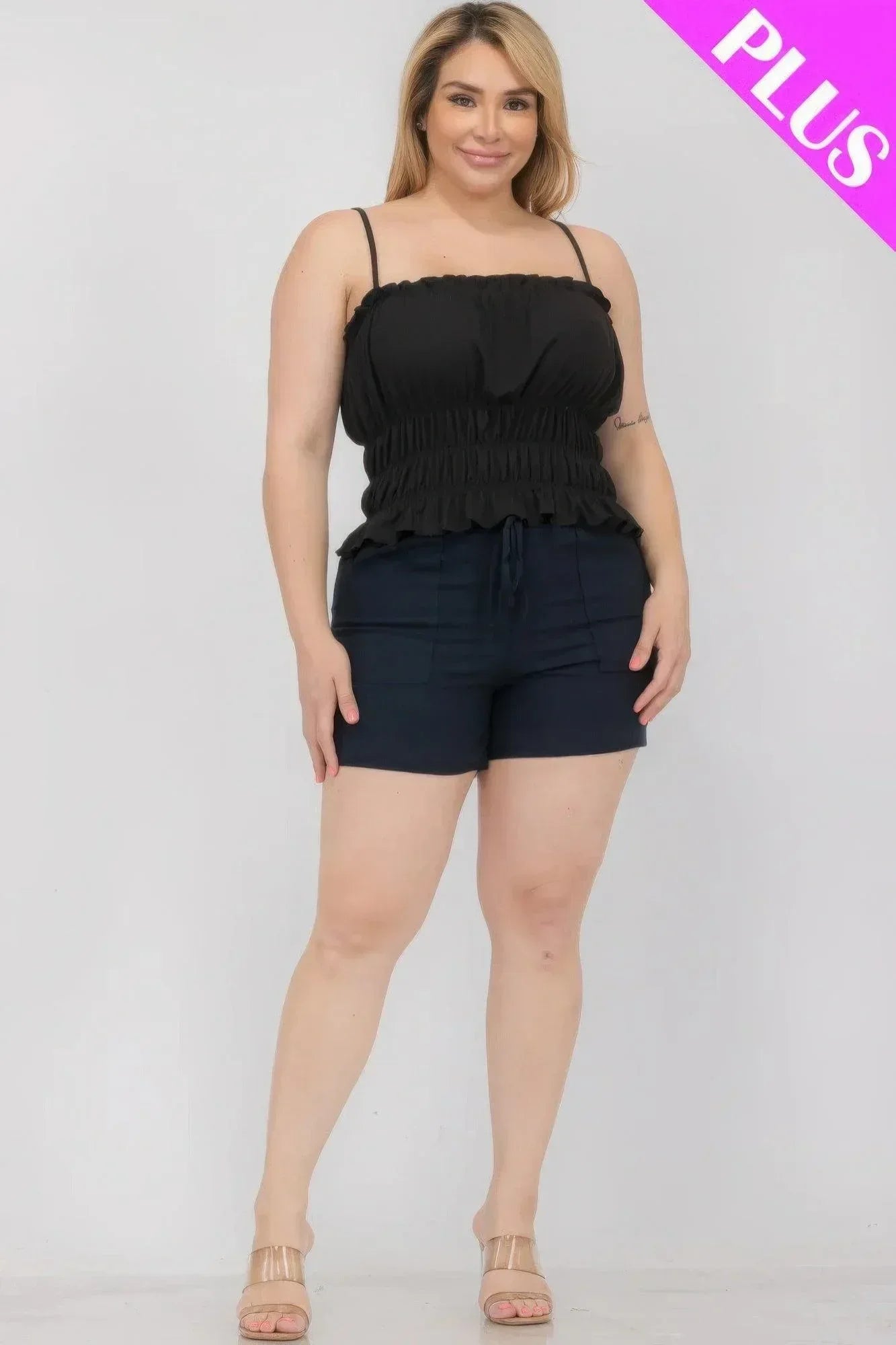 Plus Size Tiered Shirred Body Crop Top Secondary image