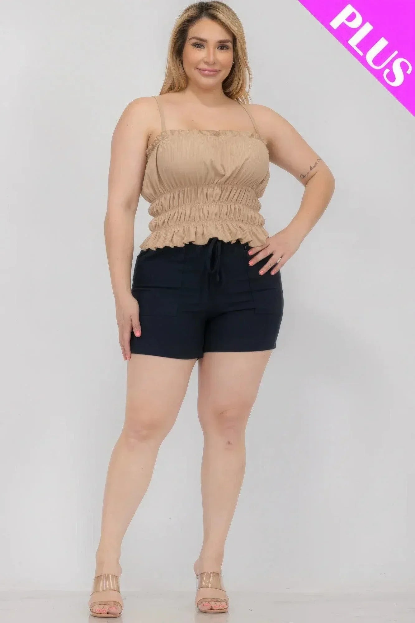 Plus Size Tiered Shirred Body Crop Top Secondary image