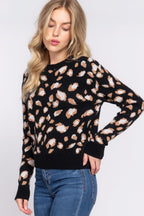 Long Slv Animal Jacquard Sweater | Mixtshop LLC