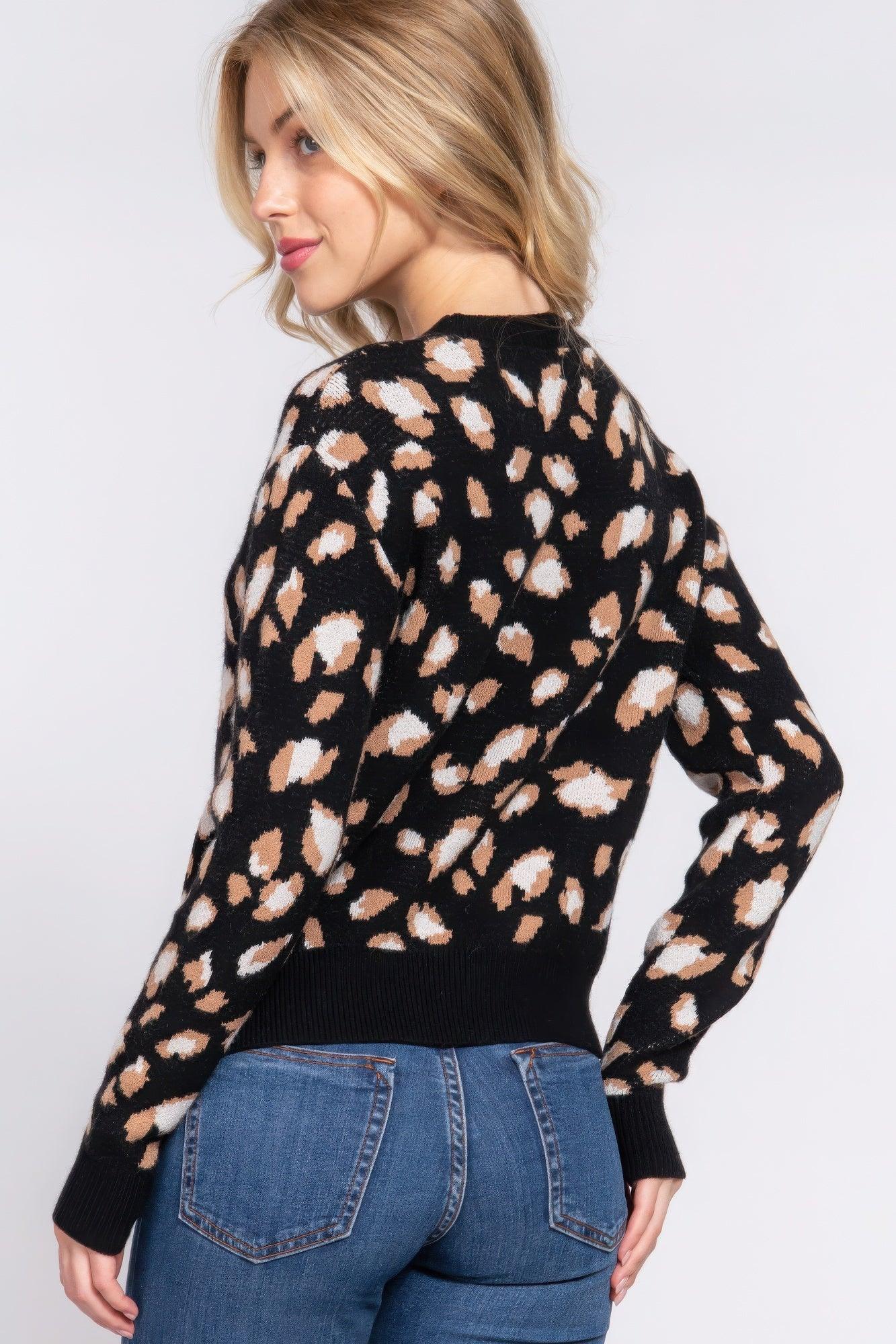 Long Slv Animal Jacquard Sweater | Mixtshop LLC