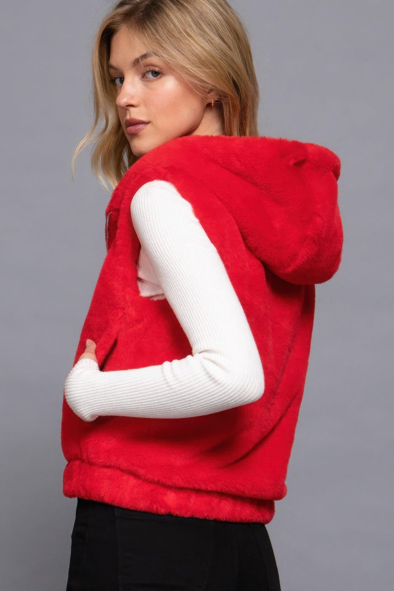 Hoodie Faux Fur Vest | Mixtshop LLC