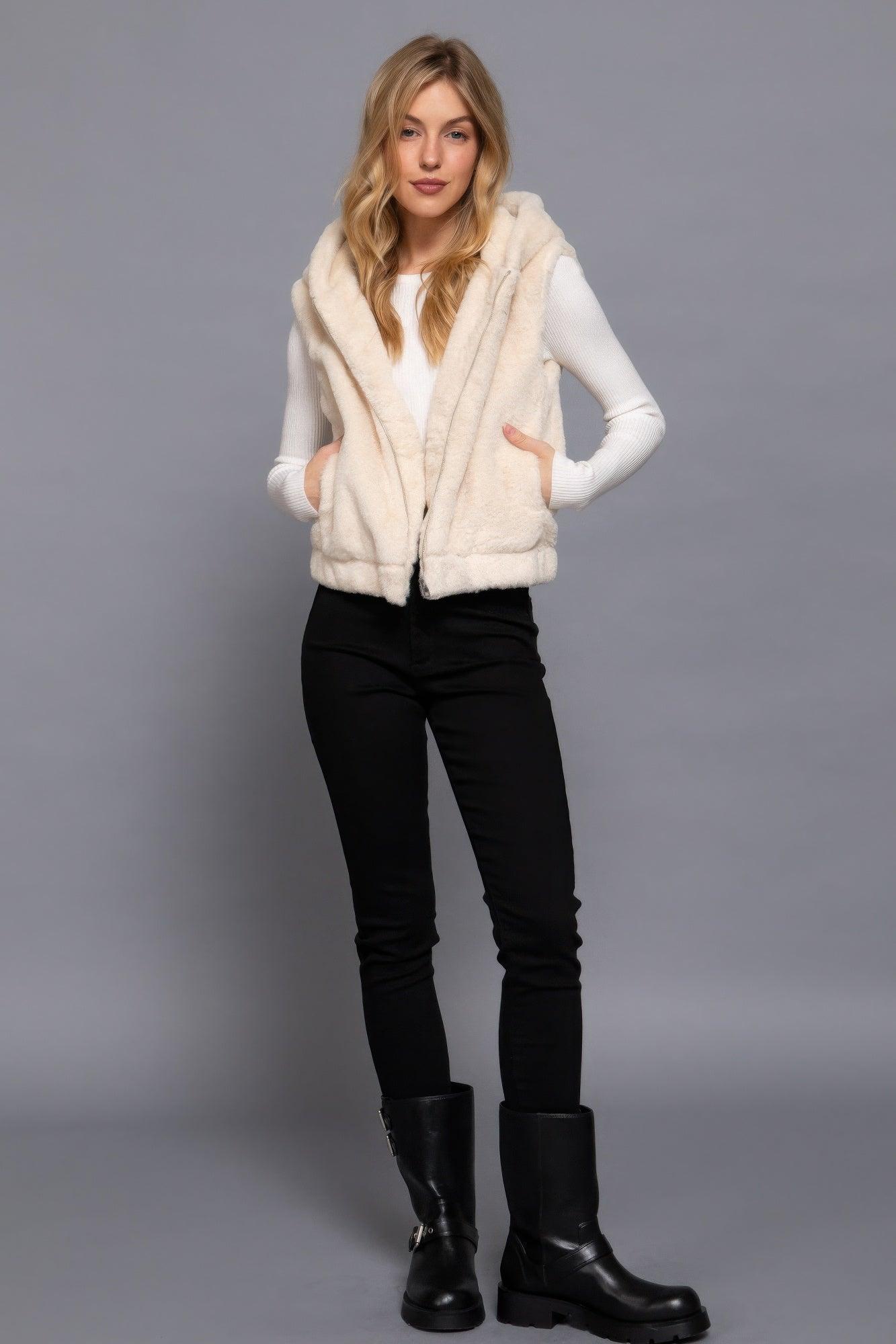 Hoodie Faux Fur Vest | Mixtshop LLC