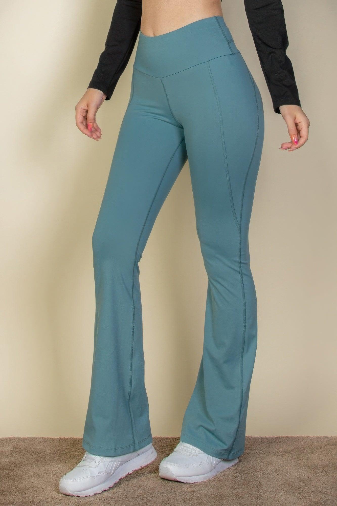 Wide waistband flare leg pants | Mixtshop LLC
