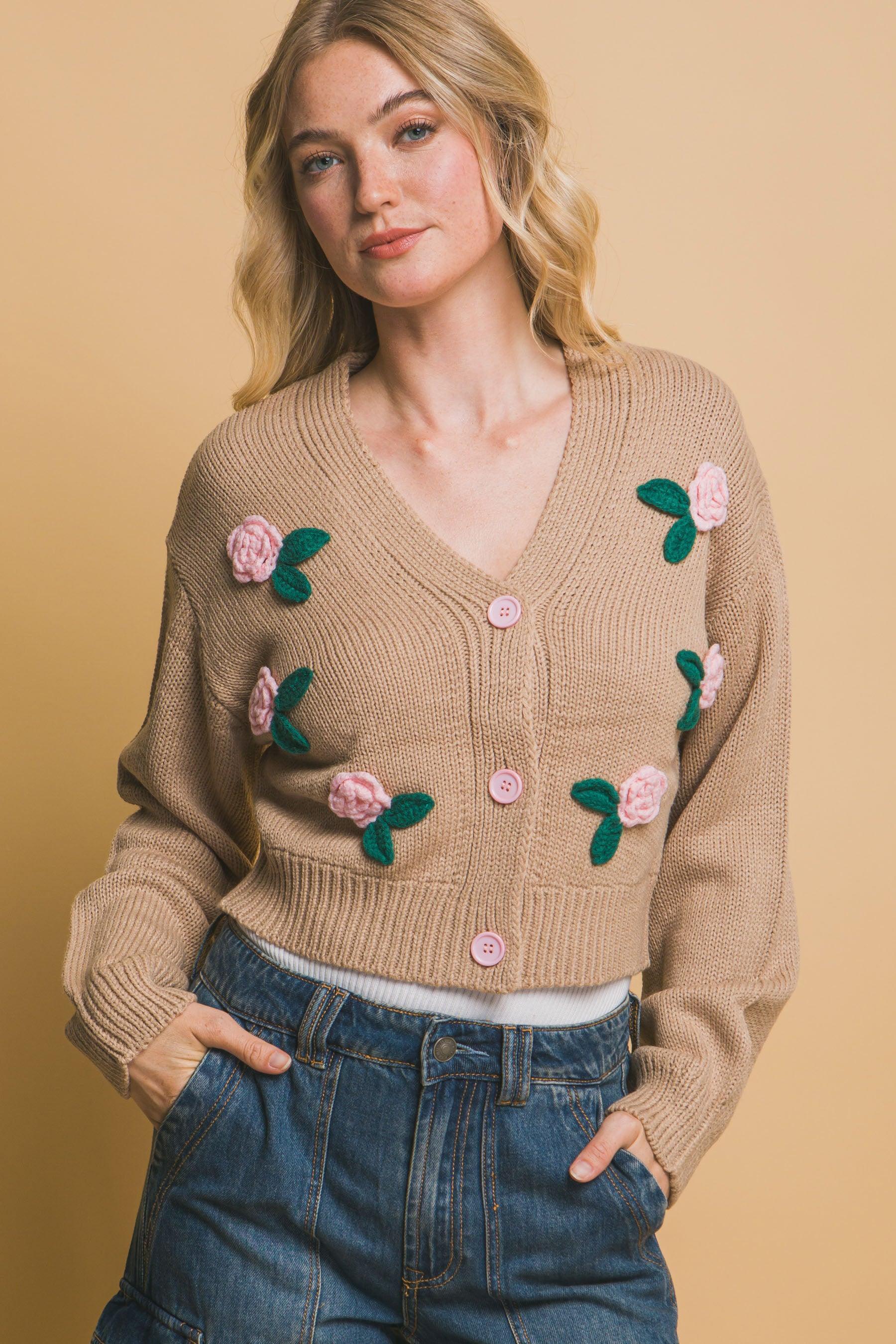 Mid cropped flower cardigan | Mixtshop LLC Main image