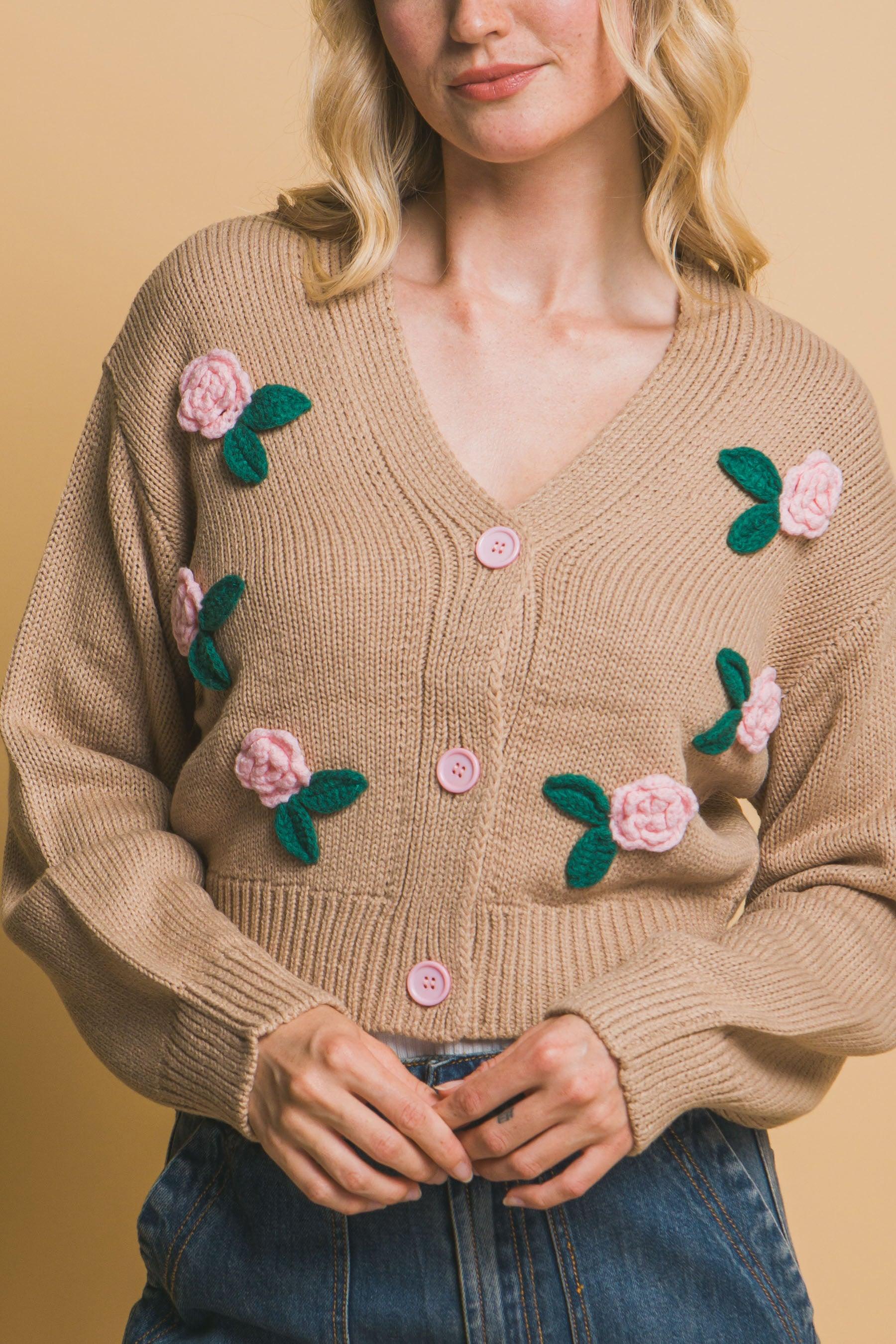 Mid cropped flower cardigan | Mixtshop LLC