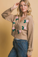 Mid cropped flower cardigan | Mixtshop LLC