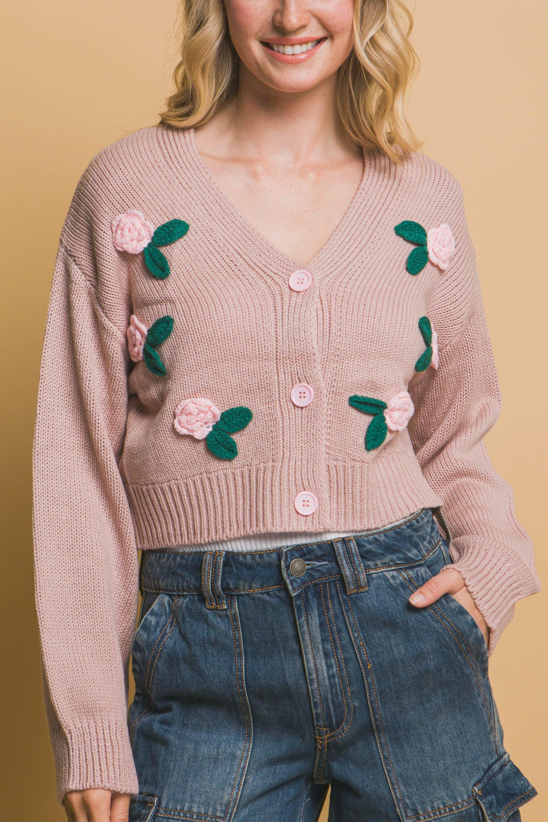 Mid cropped flower cardigan | Mixtshop LLC