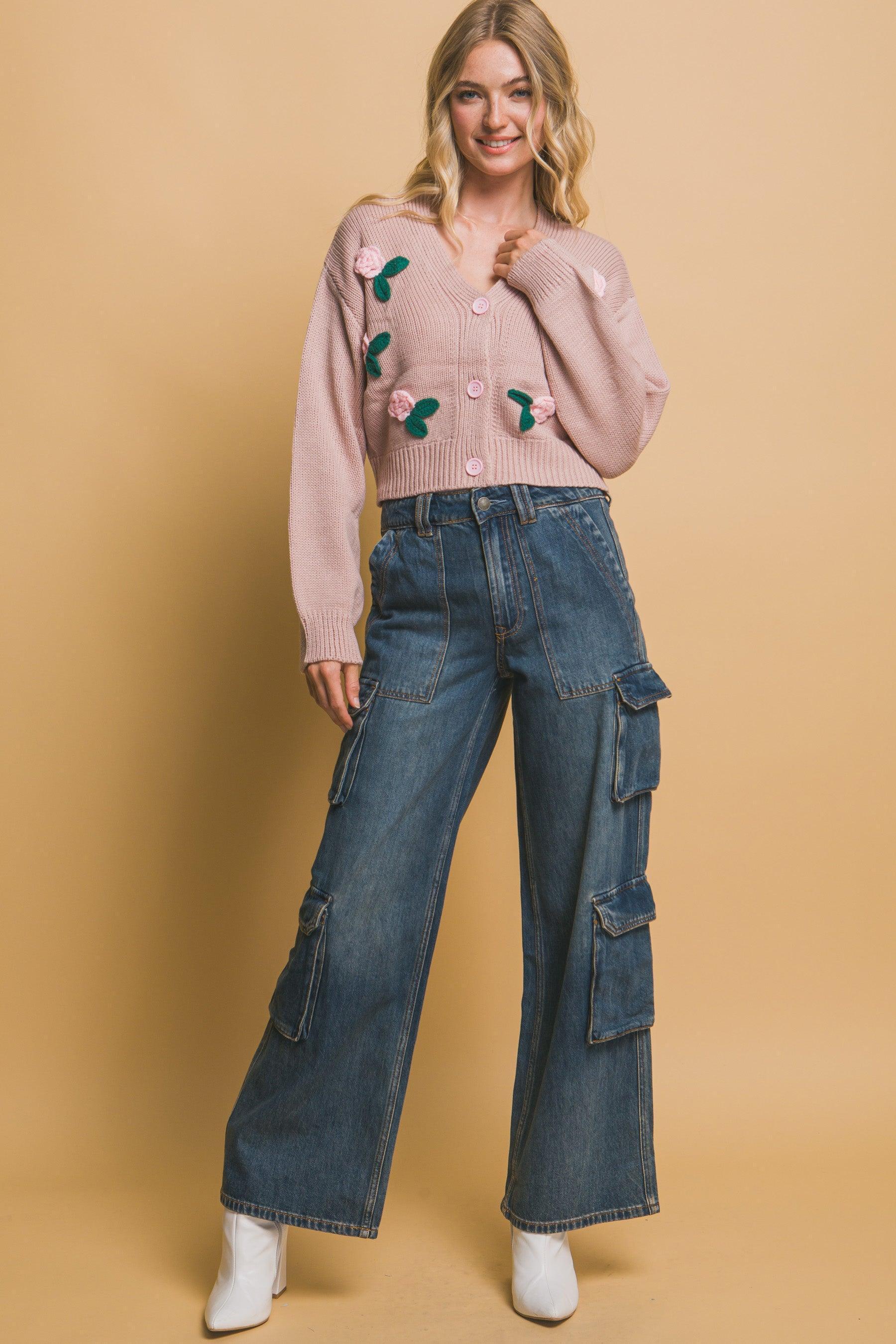 Mid cropped flower cardigan Secondary image