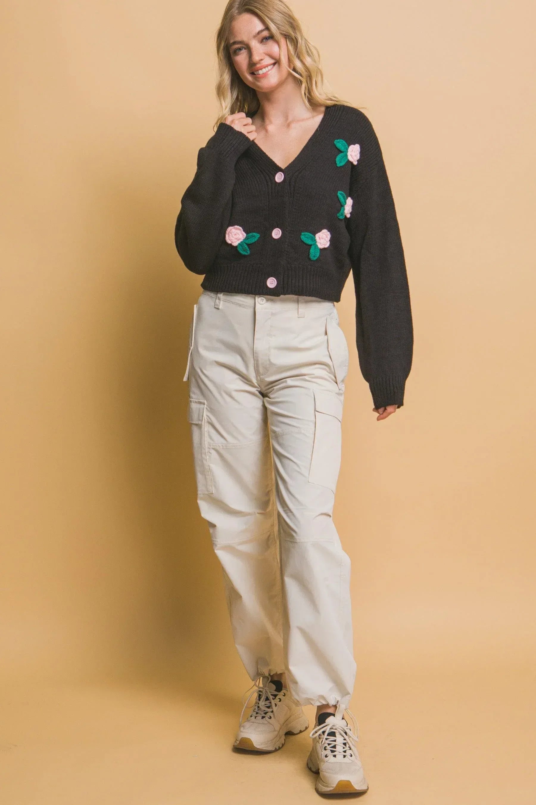 Mid cropped flower cardigan Secondary image
