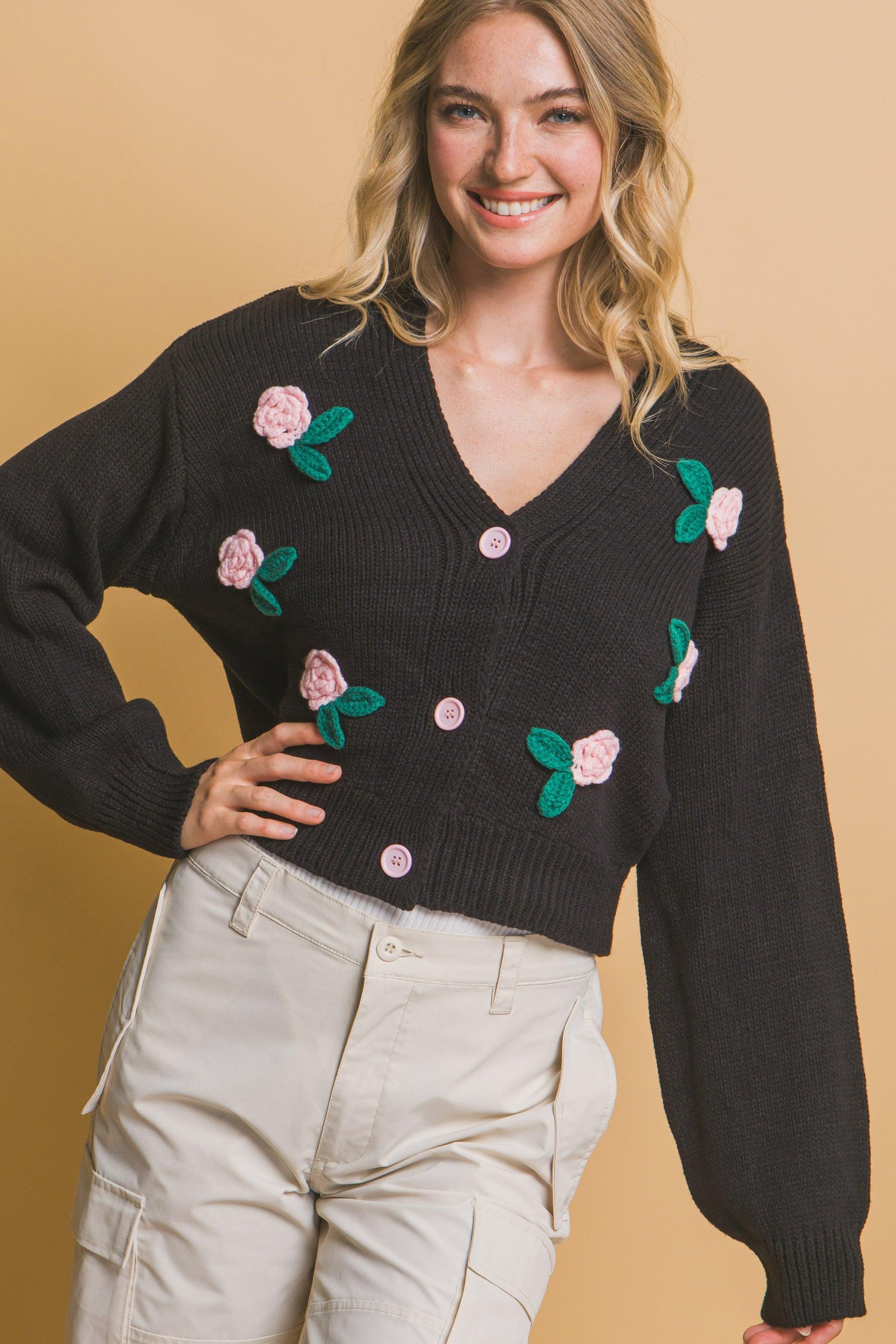 Mid cropped flower cardigan | Mixtshop LLC