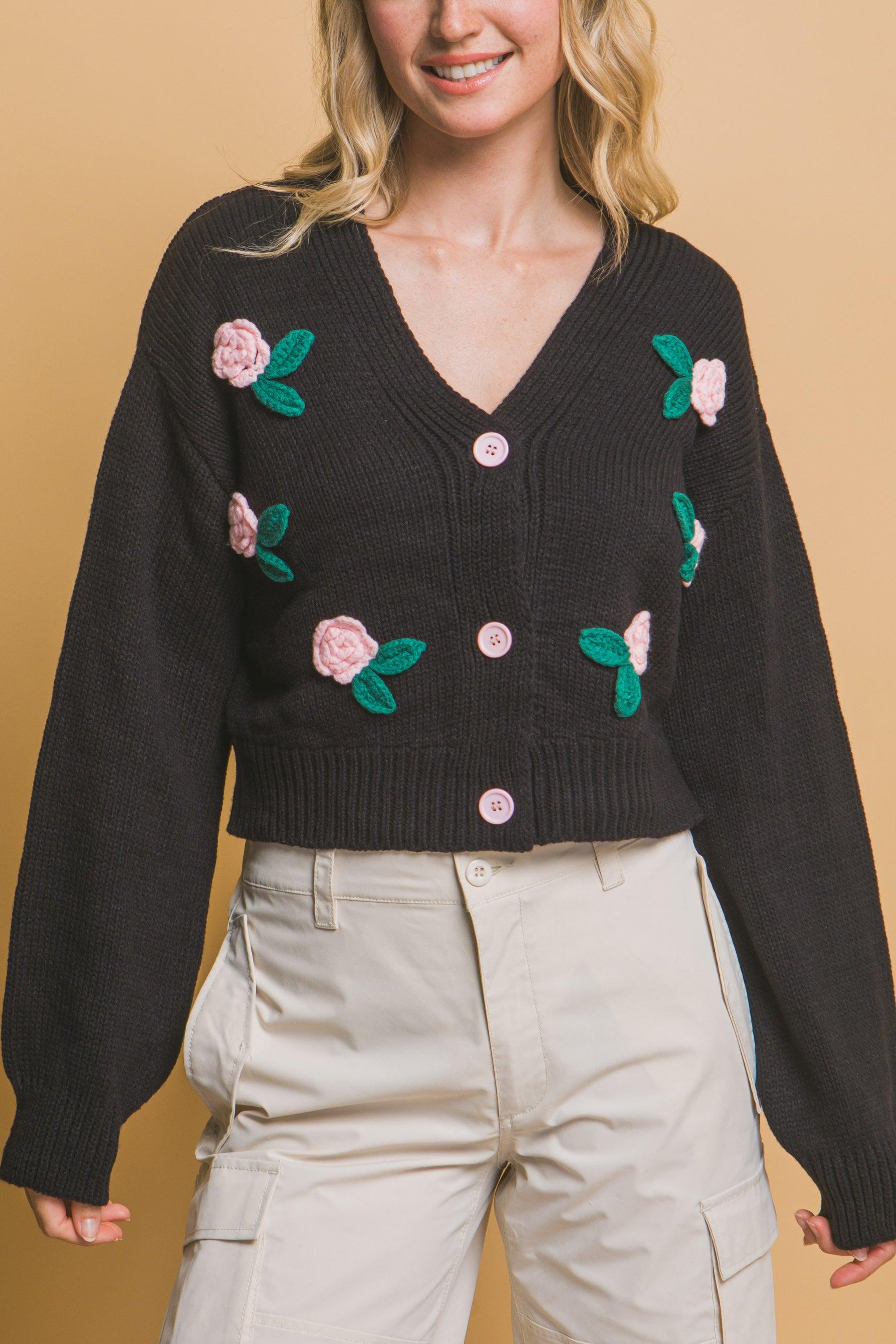 Mid cropped flower cardigan | Mixtshop LLC
