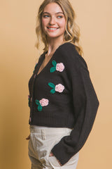 Mid cropped flower cardigan | Mixtshop LLC