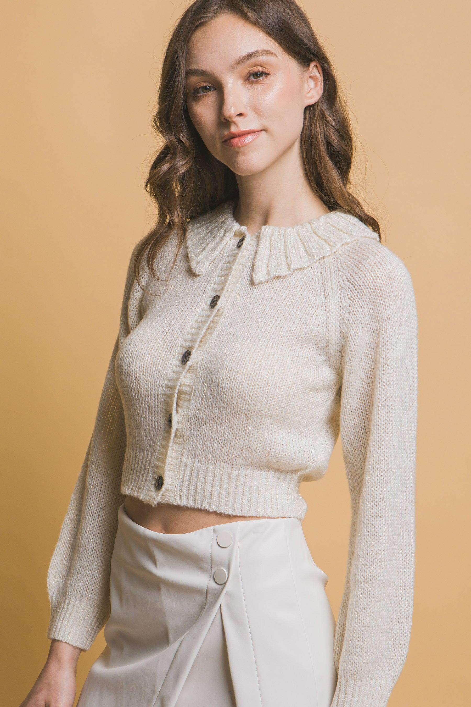 Short collard sweater | Mixtshop LLC