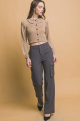 Short collard sweater | Mixtshop LLC