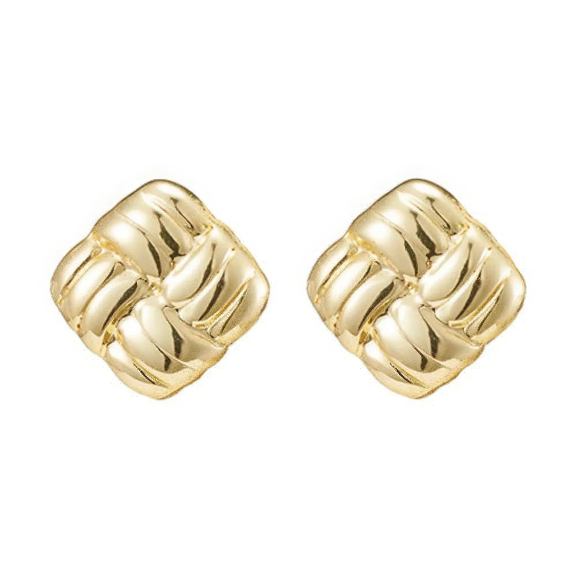 Gold plated stainless steel button earring | Mixtshop LLC Main image