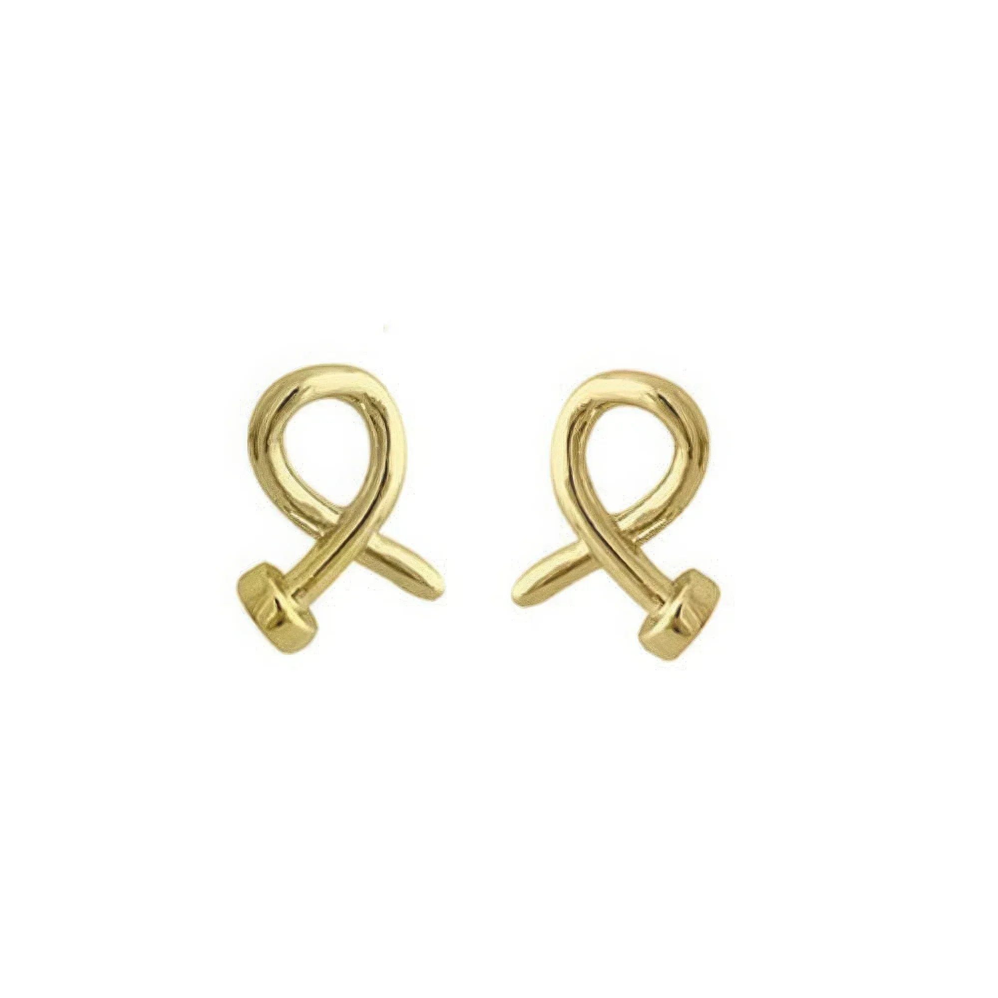 Gold plated crossed nail head stud earring | Mixtshop LLC Main image