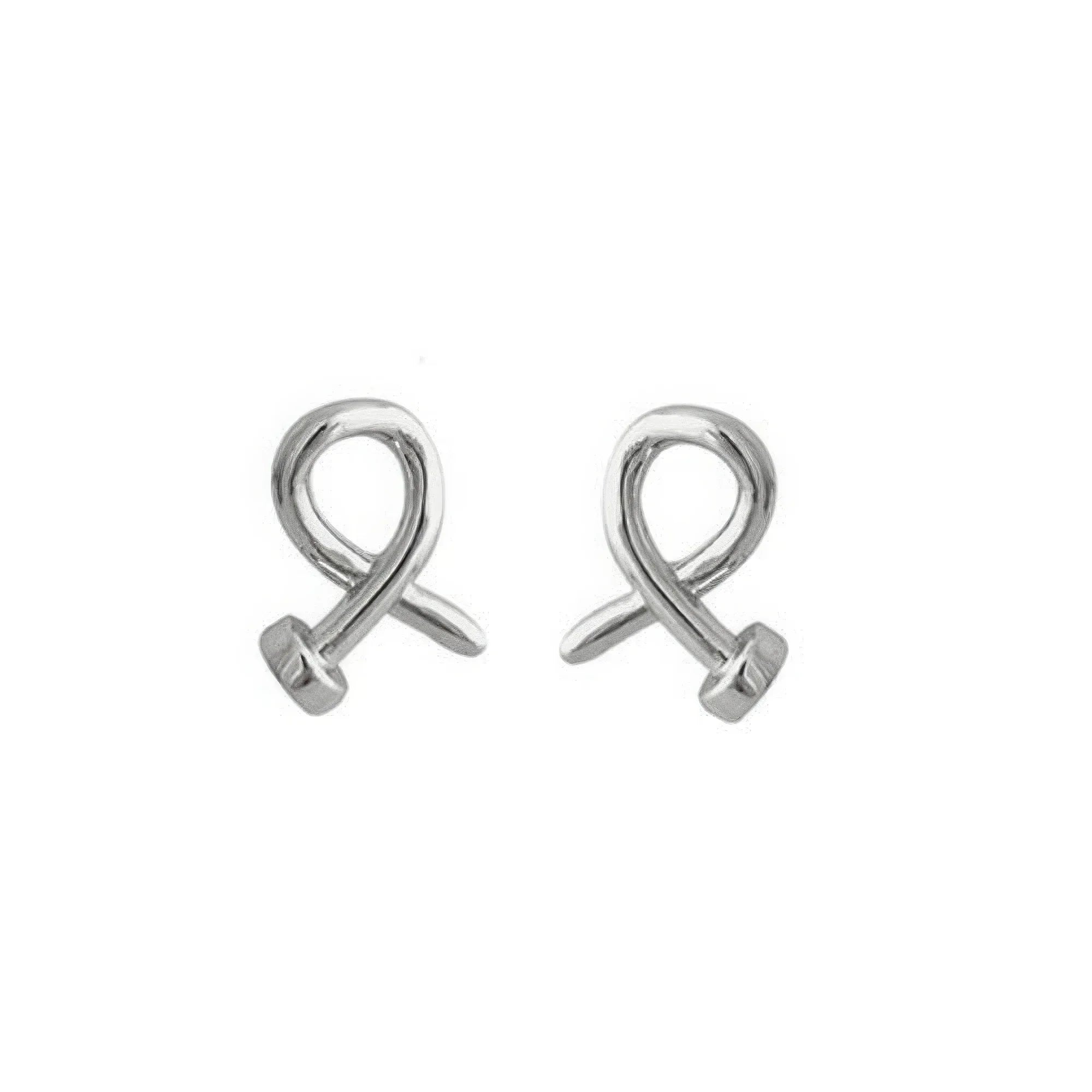 Gold plated crossed nail head stud earring Secondary image