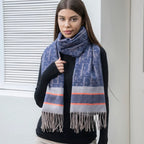 Double stripe blanket scarf with tassel | Mixtshop LLC