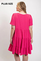 Textured woven tiered dress with tassel tie and pockets | Mixtshop LLC