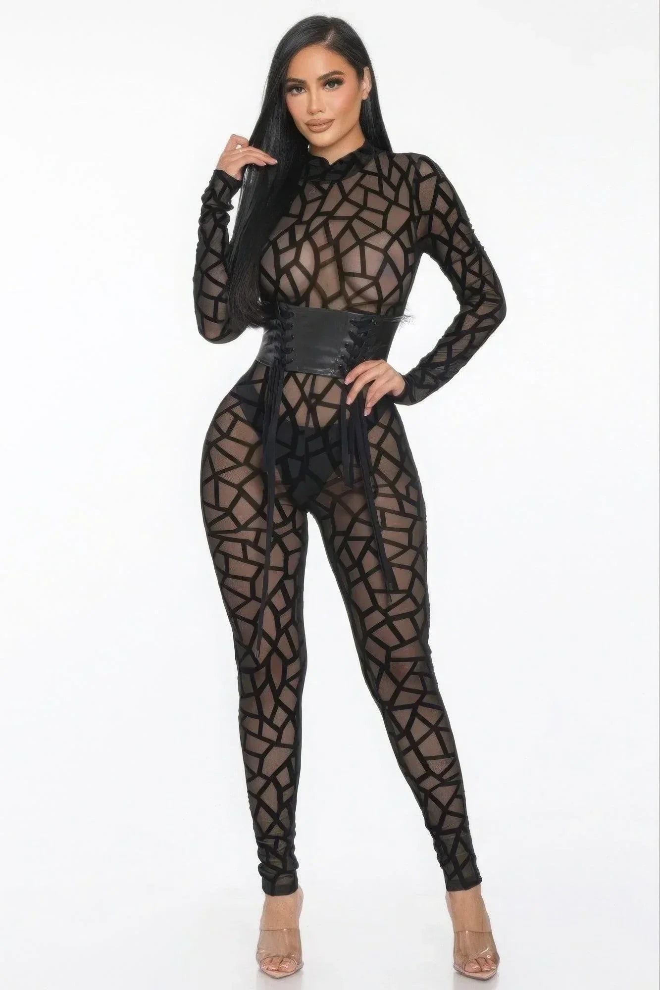 Geometric Printed Jersey Jumpsuit | Mixtshop LLC Main image