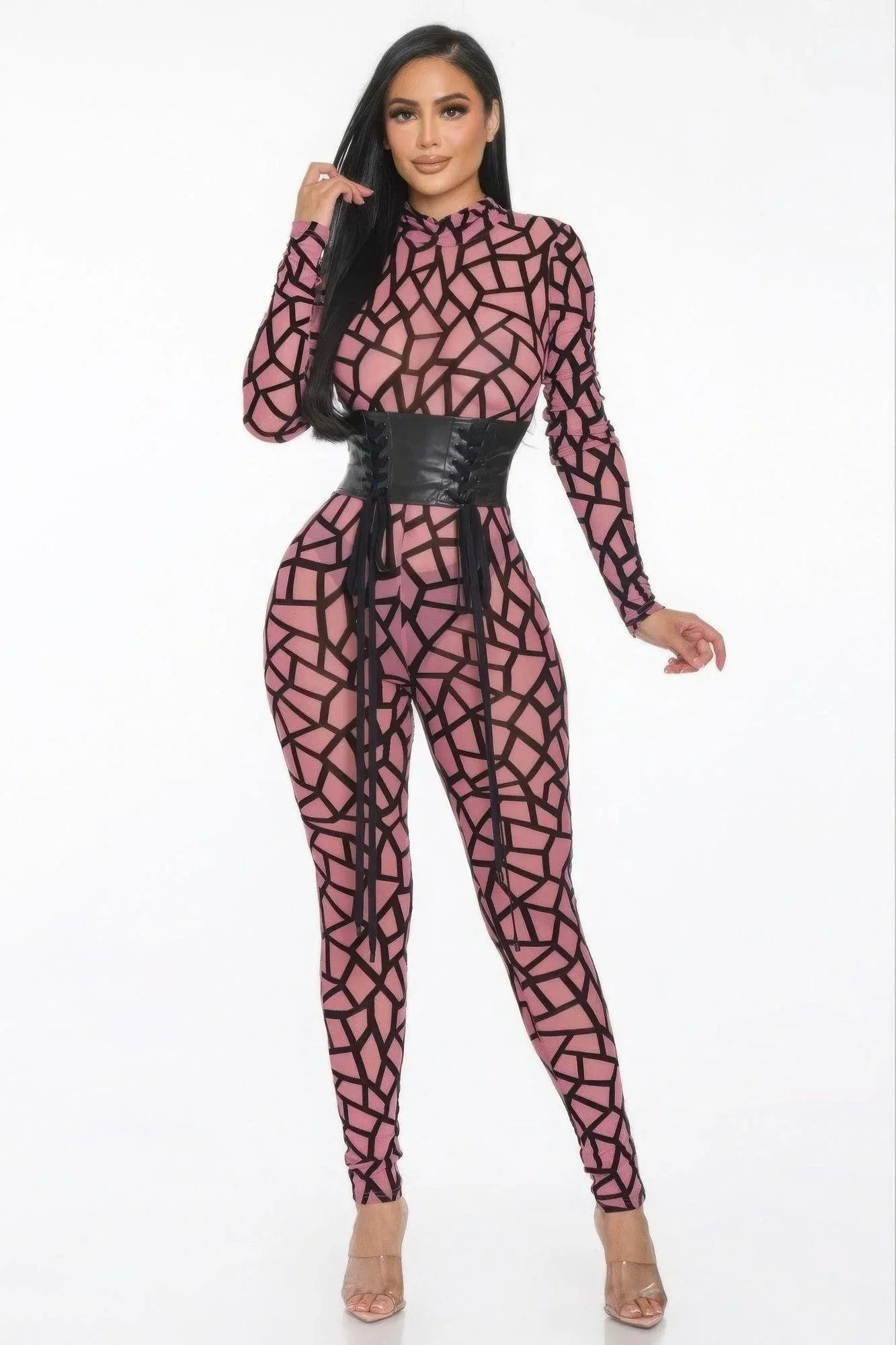 Geometric Printed Jersey Jumpsuit | Mixtshop LLC Main image