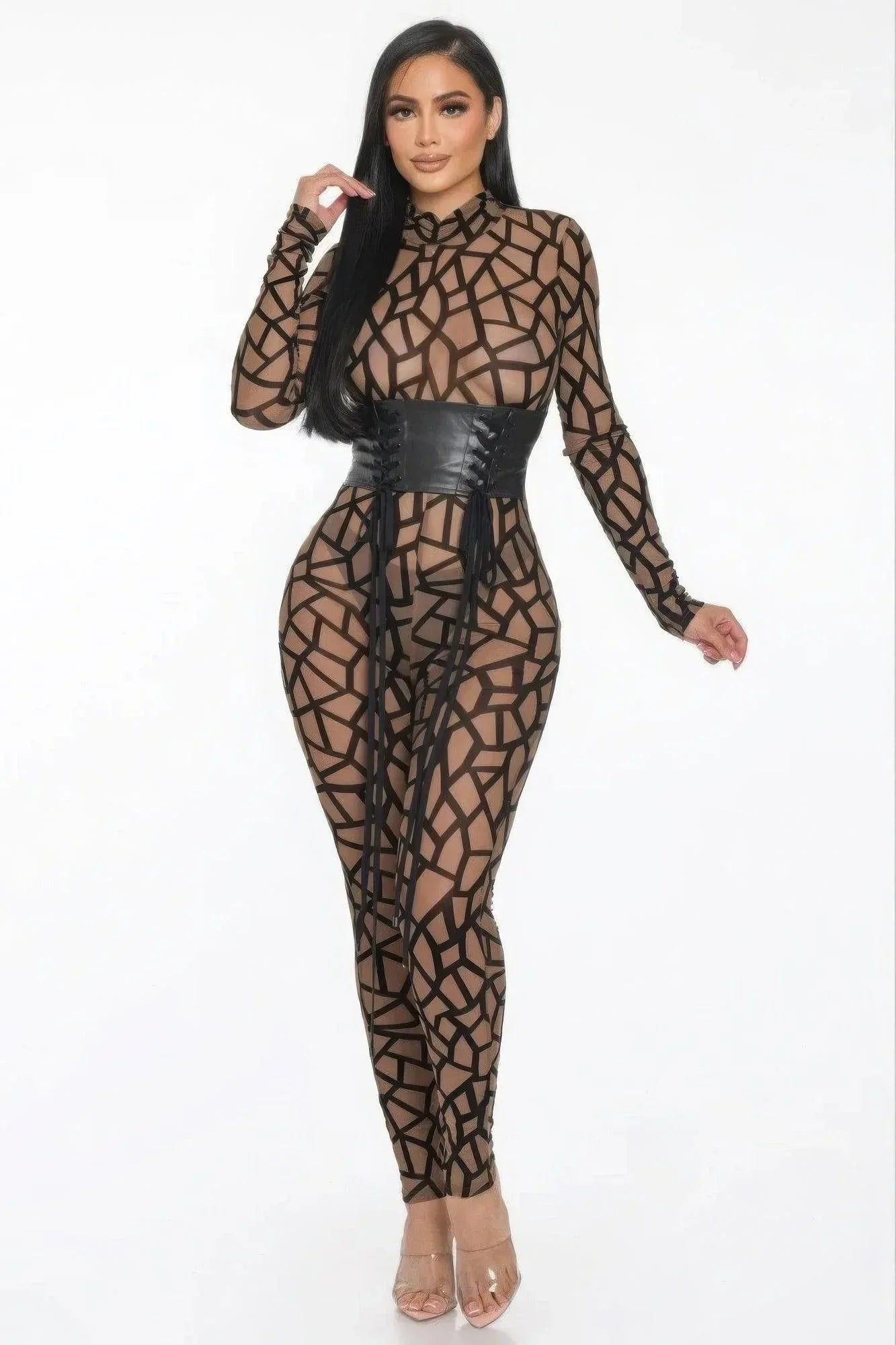 Geometric Printed Jersey Jumpsuit | Mixtshop LLC Main image