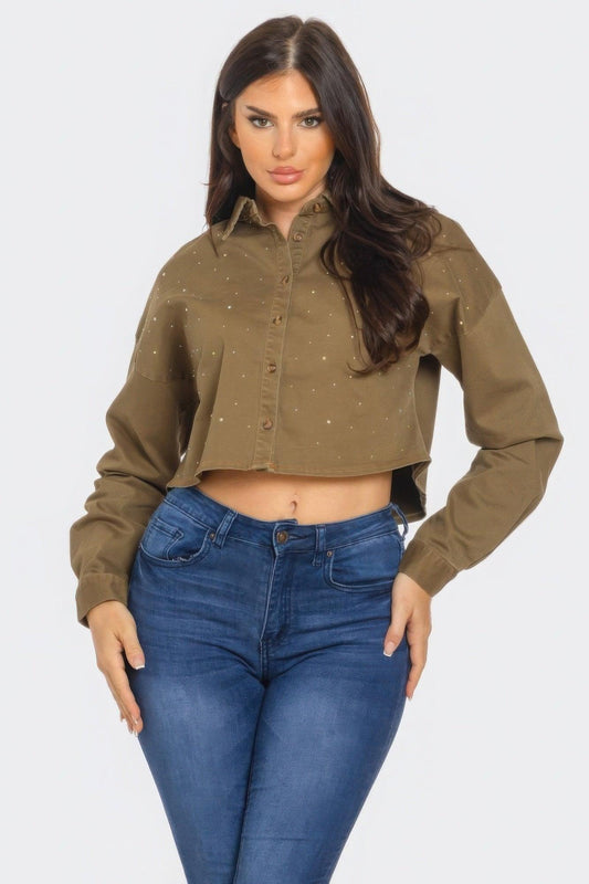Bling Denim Button Down Shirt | Mixtshop LLC