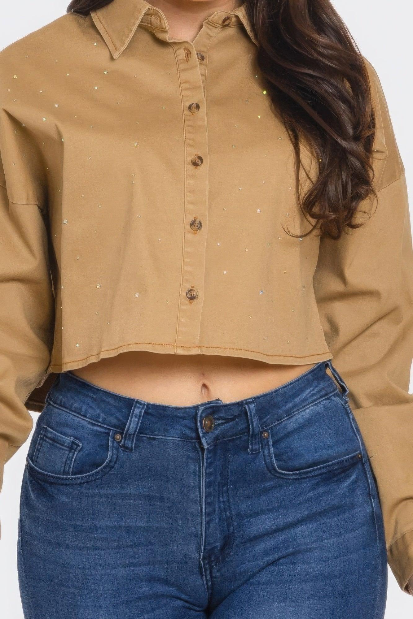 Bling Denim Button Down Shirt | Mixtshop LLC