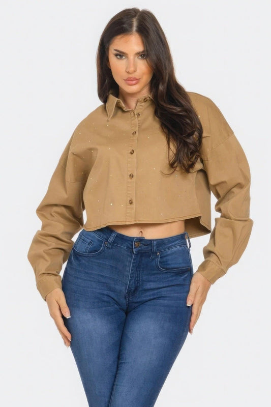 Bling Denim Button Down Shirt | Mixtshop LLC