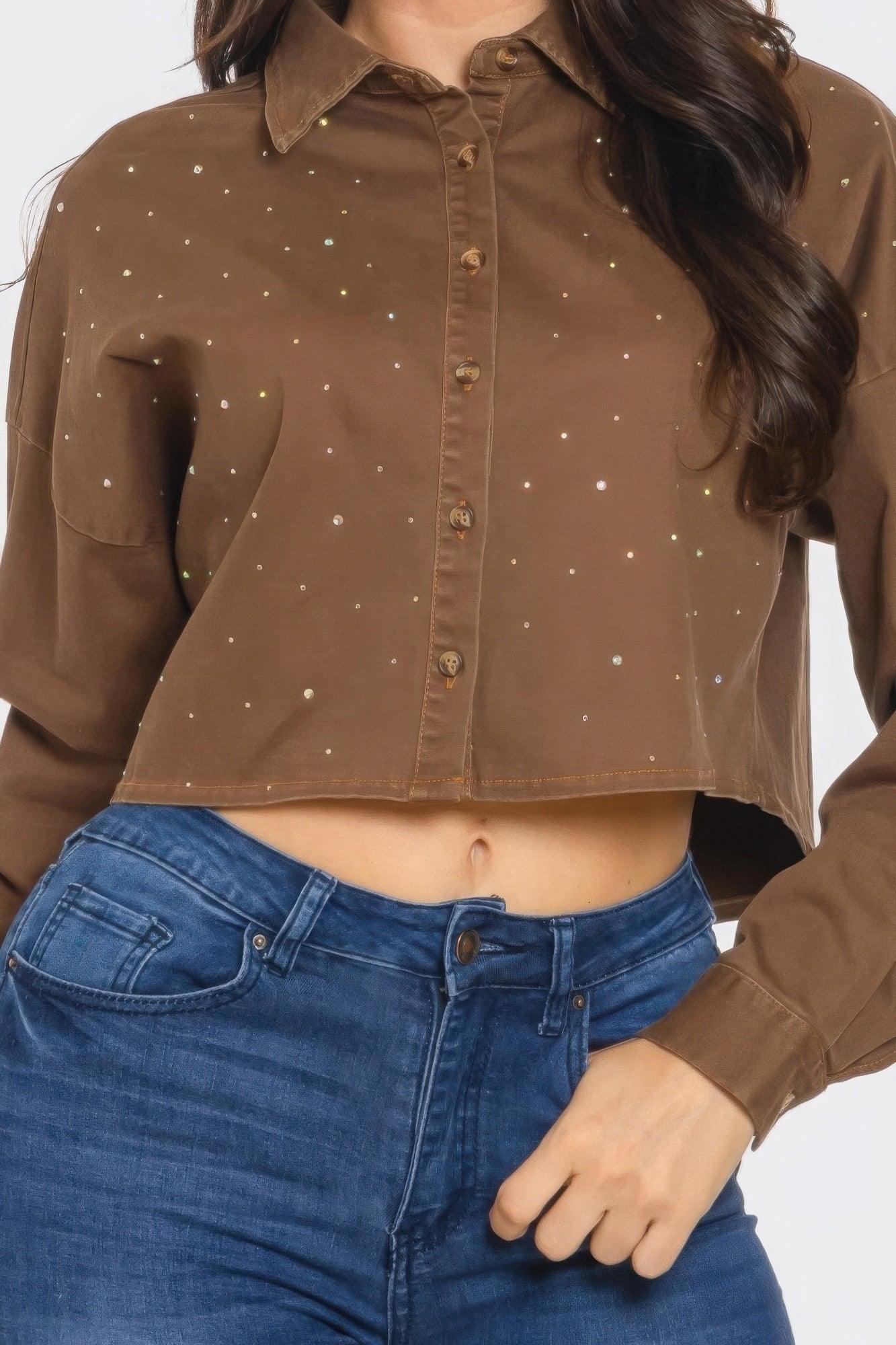 Bling Denim Button Down Shirt | Mixtshop LLC