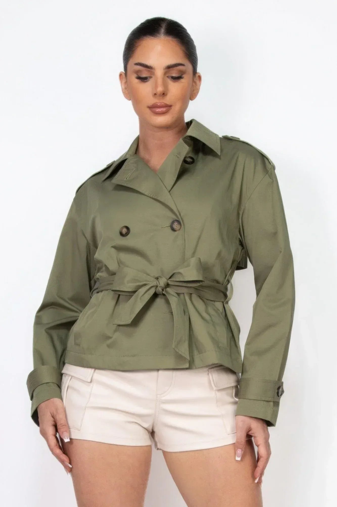 Double-breasted Waist-tie Trench Coat | Mixtshop LLC Main image