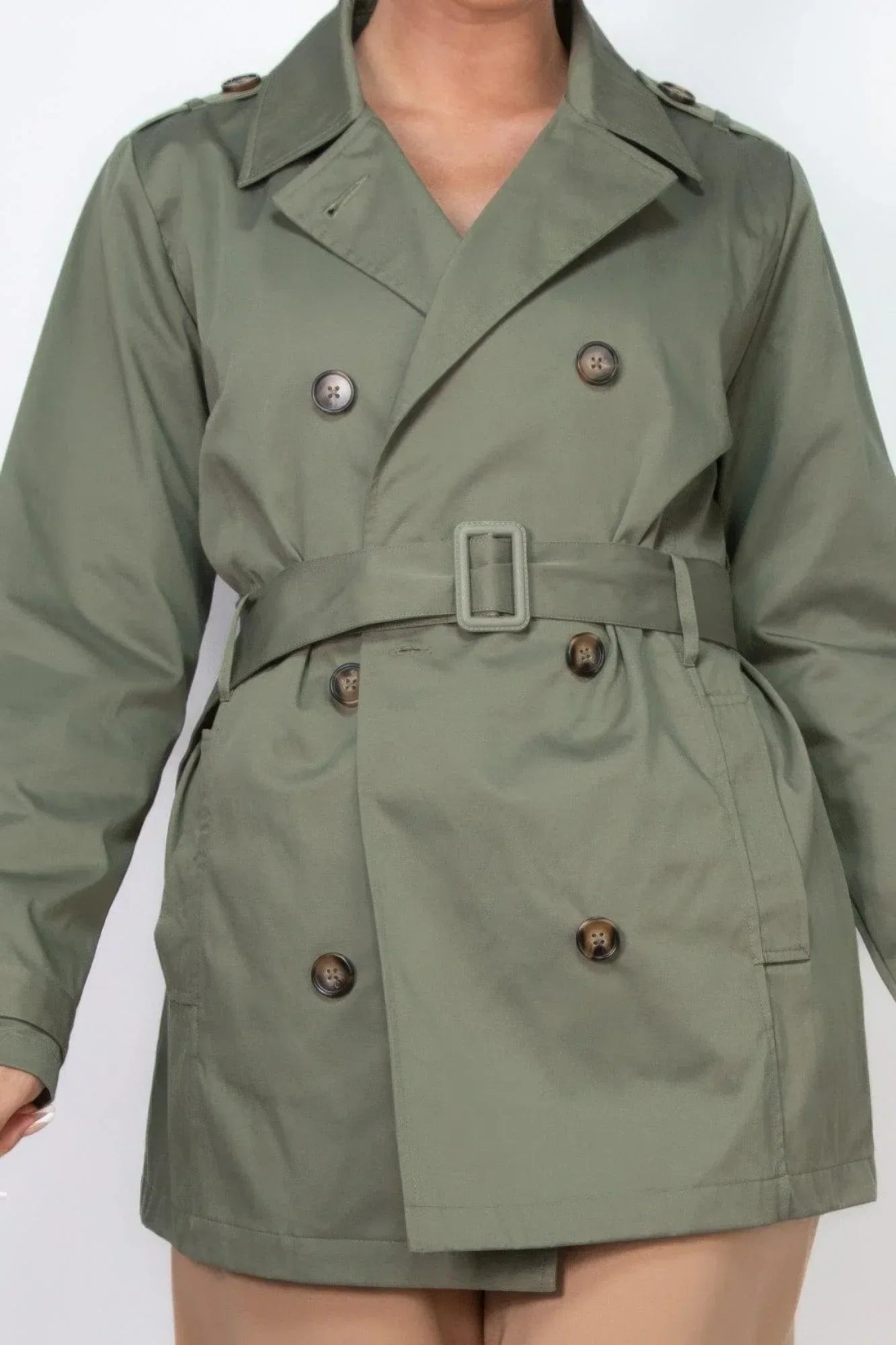 Double-breasted Notch Belted Coat | Mixtshop LLC