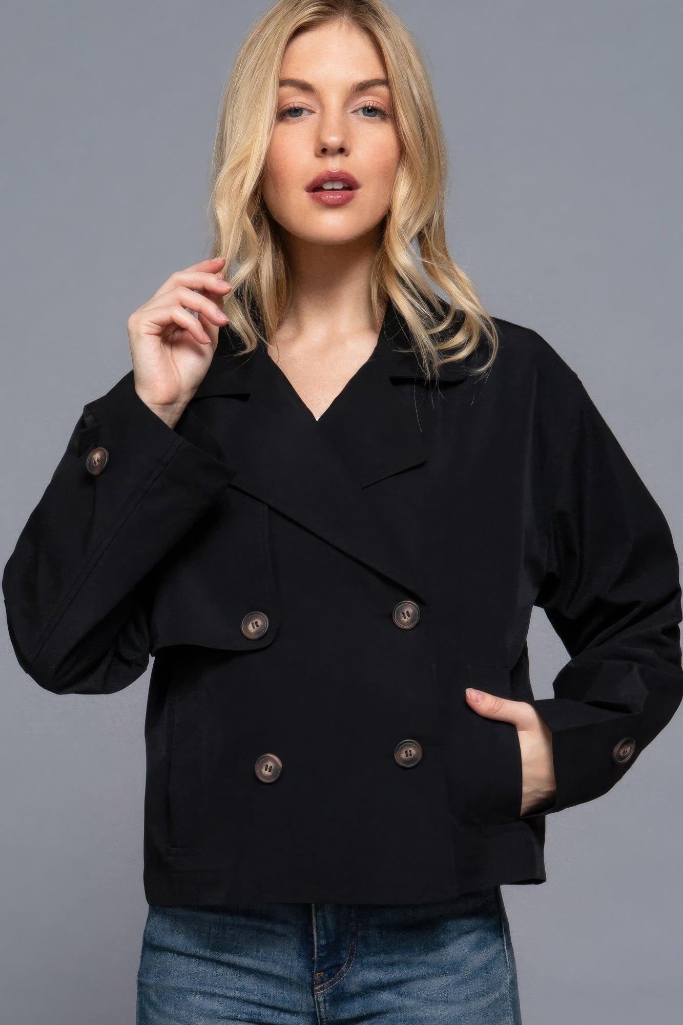 Double Breasted Short Trench Jacket | Mixtshop LLC Main image