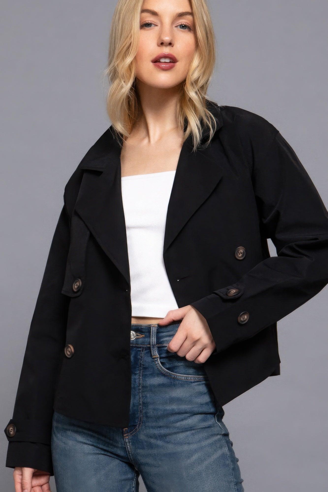 Double Breasted Short Trench Jacket | Mixtshop LLC