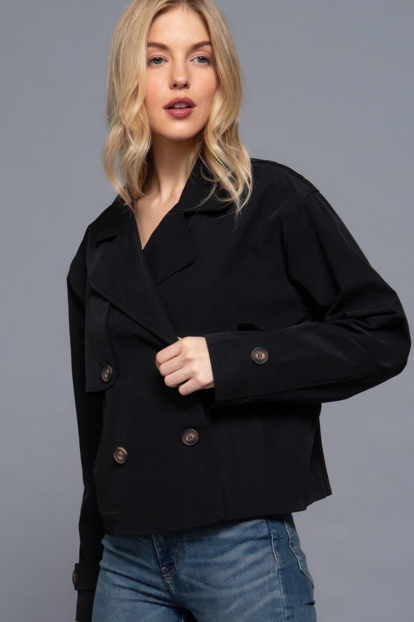 Double Breasted Short Trench Jacket | Mixtshop LLC