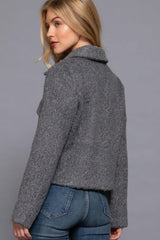 Long Slv Teddy Fleece Short Jacket | Mixtshop LLC