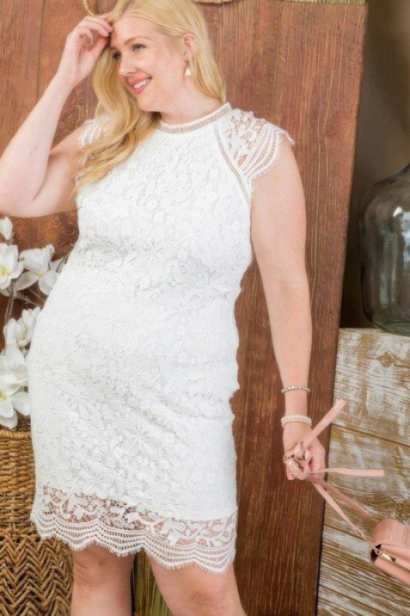 Lace Crochet Mini Raglan Dress With Zipper Back | Mixtshop LLC