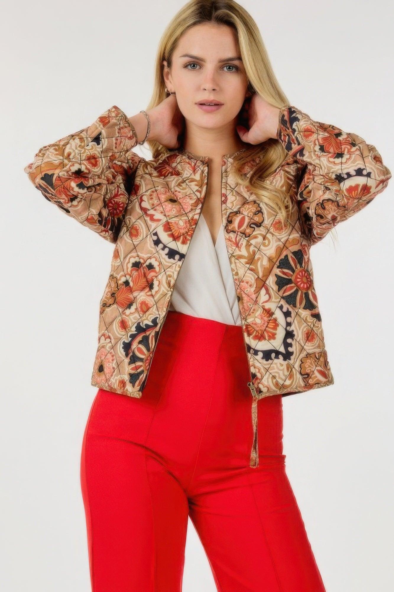 Zip Up Multi-print Jacket | Mixtshop LLC Main image