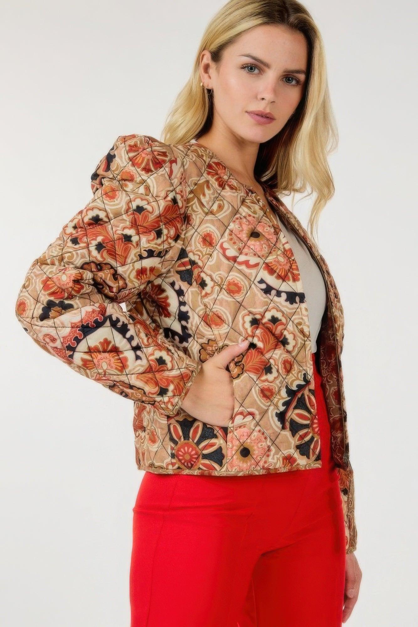 Zip Up Multi-print Jacket | Mixtshop LLC
