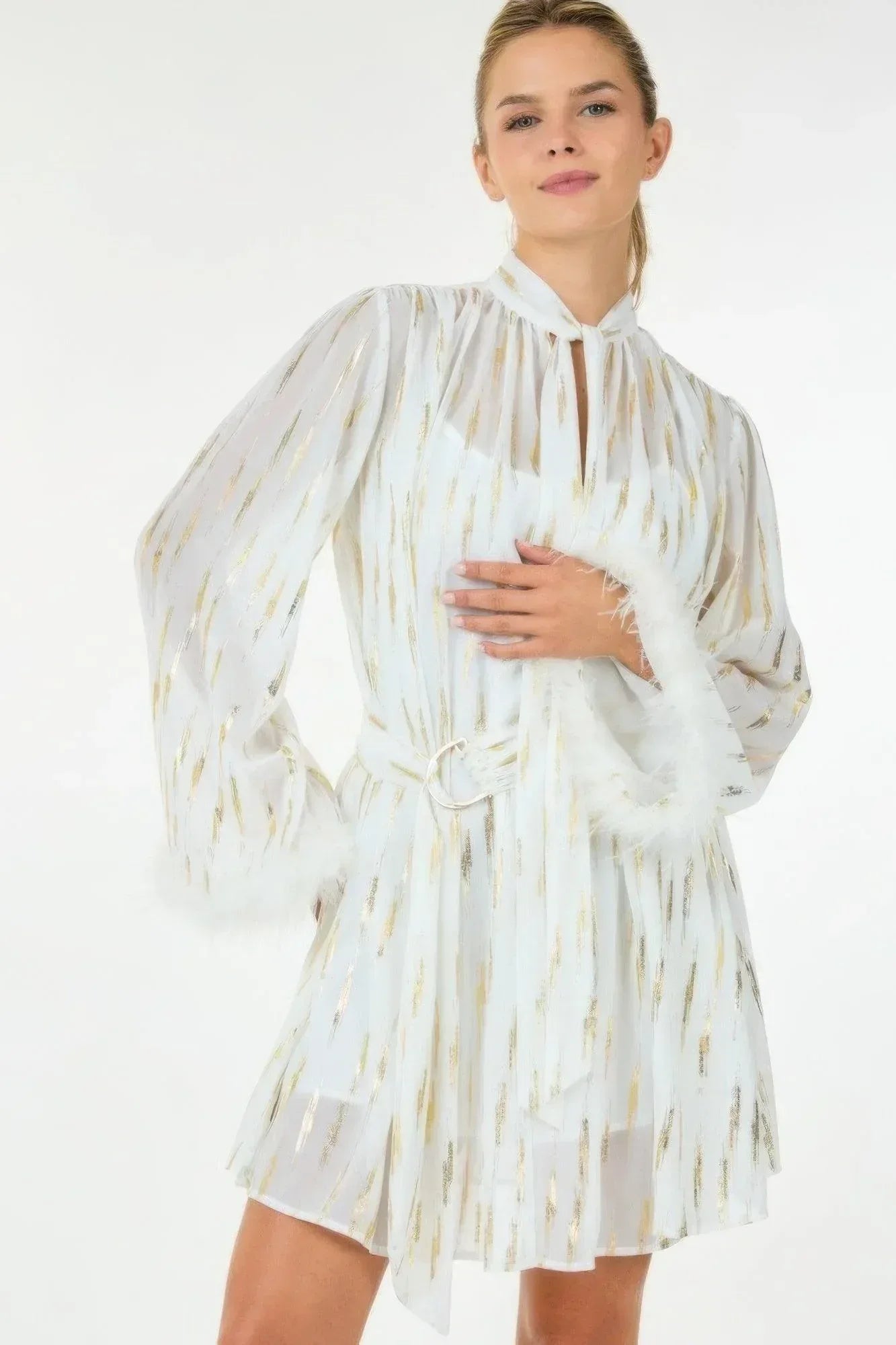 Metallic Print Short Dress | Mixtshop LLC Main image